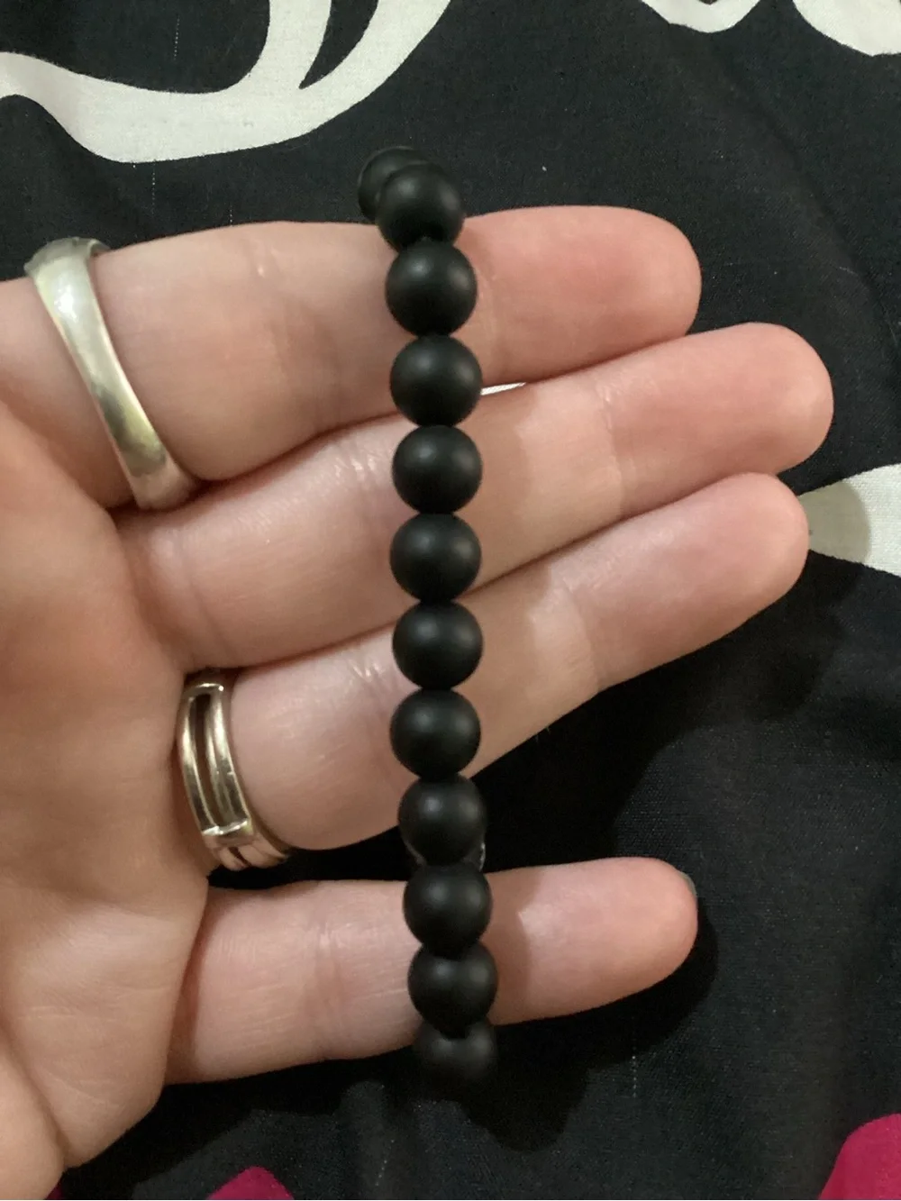 Matte Black & Gray agate Stone Beaded Bracelet